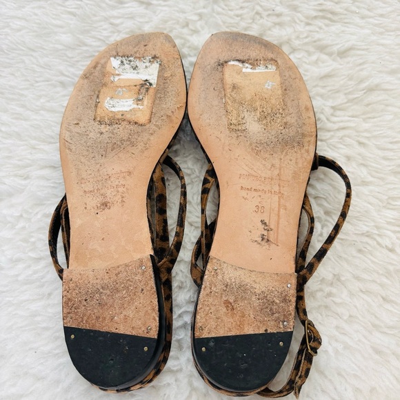 Manolo Blahnik Leopard Suede Leather Thong Flat Sandals size 38 US 7 - Picture 15 of 16